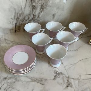 Yedi Pink Dainty Espresso Cup and Saucer set of 6